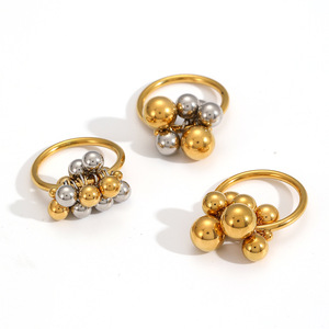 Stainless Steel Ball <b>Rings</b> Women's Jewelry Geometric Design Multi Bead <b>Titanium</b> Steel <b>Ring</b> Everyday Wear - Product Image 4