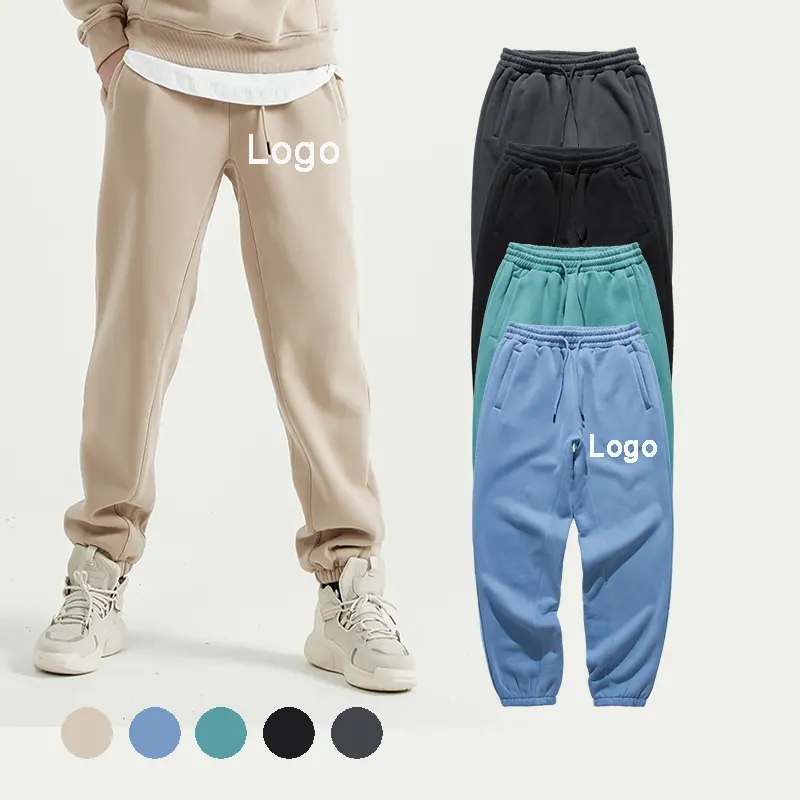 CL مخصص شعار بلون sweatpants 330gsm نسيج الصوف عداء القطن الرجال الجملة سميكة للجنسين ركض