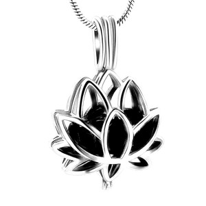 Ashes Urn Cremation Pendant Necklace Bone Ash Box Pendant Lotus Flower Ashes Cremation Urn Necklace - Product Image 5