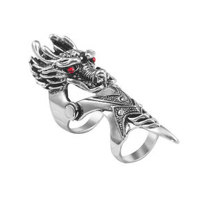 Venta caliente Hiphop Punk <span class=keywords><strong>Gothic</strong></span> <span class=keywords><strong>Rock</strong></span> Heavy Metal Dragon Skull Anillos para hombres - Product Image 3