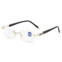 Haute qualité mode unisexe carré presbytie métal sans monture anti lumière bleue lunettes de lecture pour femmes hommes