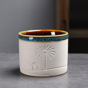 Tazza da Caffè in Ceramica con Cammello del Deserto Inciso, Souvenir Creativo, Tazze Espresso in Argilla Grezza Personalizzate, Tazze Regalo - Product Image 4