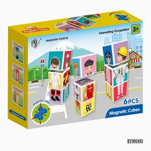 Hot Selling 6 Stuks Grote Magnetische Cubes Plastic Bouwsteen Puzzel Speelgoed Voor Kinderen