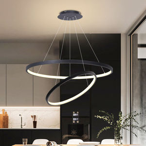 Candelabros circulares de metal Decoración para el hogar Iluminación colgante Minimalista Negro Lámpara colgante Isla de cocina - Product Image 5