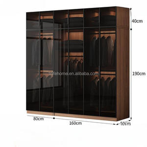 Custom Modern Modular Metal Glass Wardrobe With Built-In Lighting Easy Clean For New Residential Bedroom Furniture - Product Image 2