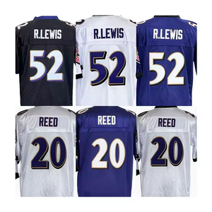Maillot de football pour homme de qualité supérieure, cousu # 52 R.LEWIS # 20 REED Vêtements de sport rétro en maille respirante grande taille séchage rapide - Product Image 1