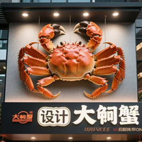 Décoration d'entrée de magasin de fruits de mer réaliste à grande échelle simulée avec des sculptures de crabe impérial en résine artisanale