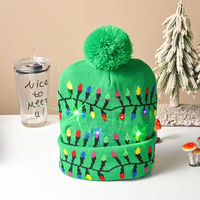 Gorro Navideño Divertido de Punto Rojo con Estampado Personalizado, con Luces LED 2026, Gorro Festivo Unisex para Adultos