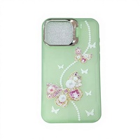Coque de téléphone en TPU de luxe avec motif papillon diamanté pour iPhone 17 16 15 14 13 et ITEL A100 S26 Ultra, avec support et protection d'objectif pour filles