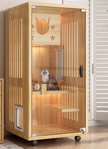 Подгонянная Роскошная Экологичная деревянная клетка для домашних животных, дышащая и удобная кровать, пещера, твердый стиль для кошек и собак - Product Image 2