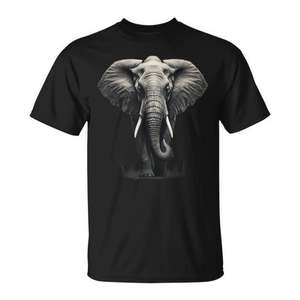 Camiseta con estampado de animales de la selva, diseño de elefante, unisex, para adultos, manga corta, cuello redondo, impresión digital - Product Image 1
