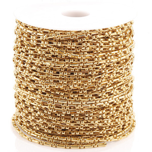Chaîne carrée en acier inoxydable 3:1 plaquée or, creuse, pour collier, bracelet, chaîne de pull, accessoire de bijouterie unisexe - Product Image 1