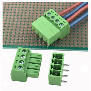 Kecil Terminal Block 3.5Mm dengan 4 Tiang Konektor PCB Gunung Pria dan Wanita Dapat Dimasukkan XK15EDGKR-3.5-4P 90 Derajat Pin 16-28 AWG