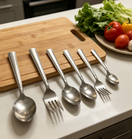 Cuillère durable en acier inoxydable à poignée carrée, design simple et minimaliste, finition polie miroir, pour un usage quotidien à table