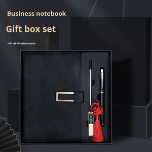 Venta al por mayor cuaderno de cuero corporativo juegos de regalo personalizable de lujo A5 diario cuaderno caja de regalo con bolígrafo y USB - Product Image 4