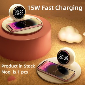 Horloge numérique multifonction, lampe de chevet LED, chargeur <span class=keywords><strong>sans</strong></span> <span class=keywords><strong>fil</strong></span>, lampe avec réveil, charge 15W pour iPhone 15 14 - Product Image 4