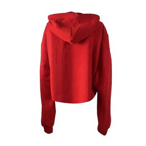 Sudadera con Capucha Corta para Mujer, Manga Larga, Cierre de Cremallera, Colores Sólidos, Tejido de Algodón, Corte Holgado, para Uso Casual en Todas las Temporadas - Product Image 4