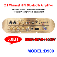 Amplifier Rumah Daya Tinggi D900 dengan IC Impor untuk Papan Nirkabel BT 2x50W+100W 2.1 Saluran Subwoofer Nada Tinggi dan Rendah