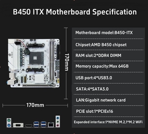 FEIFAN <span class=keywords><strong>AMD</strong></span> Ryzen 5000 시리즈 CPU DDR4 HD-MI 데스크탑 게임용 PC 용 NVME WiFi 기가비트 LAN 용 새로운 B450 ITX AM4 마더 보드 - Product Image 3