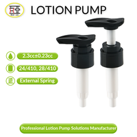 Distributeur à pompe avec filetage 28/410 24/410, ressort externe de verrouillage, débit de 2,3 cc pour conteneur de désinfectant