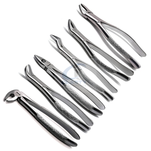 Ensemble de forceps d'extraction dentaire en acier inoxydable, outils chirurgicaux manuels, certifiés CE, kit d'instruments de classe I - Product Image 1