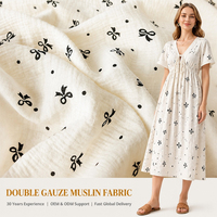 Tissu en mousseline de coton tissé à imprimé floral minuscule et charmant, respirant, pour robes et chemisiers féminins, vente en gros, tissu mousseline à motifs floraux délicats