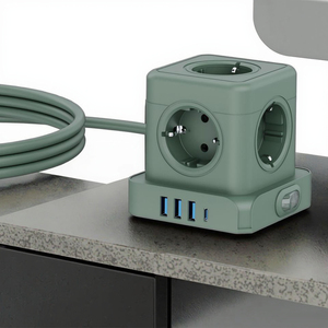 EU Standard 16A Tower Power Strip with Surge 5 Outlets 3 <b>USB</b> a Ports 1 Type-<b>C</b> Extension Socket Safe and Efficient - Product Image 1
