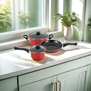 Kochgeschirr-Sets Küchenutensilien Kohlenstoffstahl Metall lebenswichtige Kochware 3-teiliges Kochgeschirr-Set