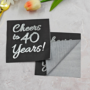 Paper Napkins 25cmx25cm Gold Silver Hot Stamped Birthday Party Disposable For Celebrations Anniversaries - Product Image 3