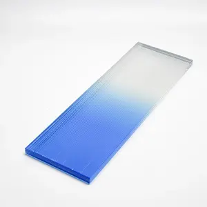 Porte de salle de bain Meilleur prix 3mm 6mm 10mm Verre à motif côtelé cannelé pressé bleu Verre dégradé coloré