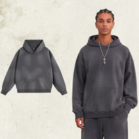 Sweat à capuche rétro dégradé pour l'hiver, style vintage délavé, coupe oversize, en molleton brossé 400 g/m², unisexe, personnalisable, OEM, vente en gros