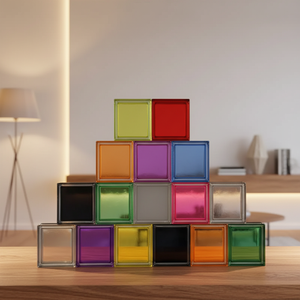 Nouveau design – Bloc de verre ajouré en cristal teinté, taille personnalisée, épaisseur de verre décoratif, teinture pour entrée, sans blanc - Product Image 2
