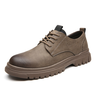 Zapatos casuales de cuero para hombre, suela de goma de tacón bajo, antideslizantes, para uso recreativo - Product Image 5