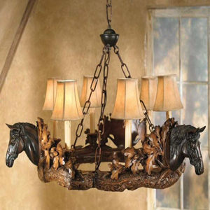 Lámpara de araña con motivo de cabeza de caballo para decoración de sala de estar Ferghana cabeza de caballo sostener vela linterna caballo colgante Luz - Product Image 1