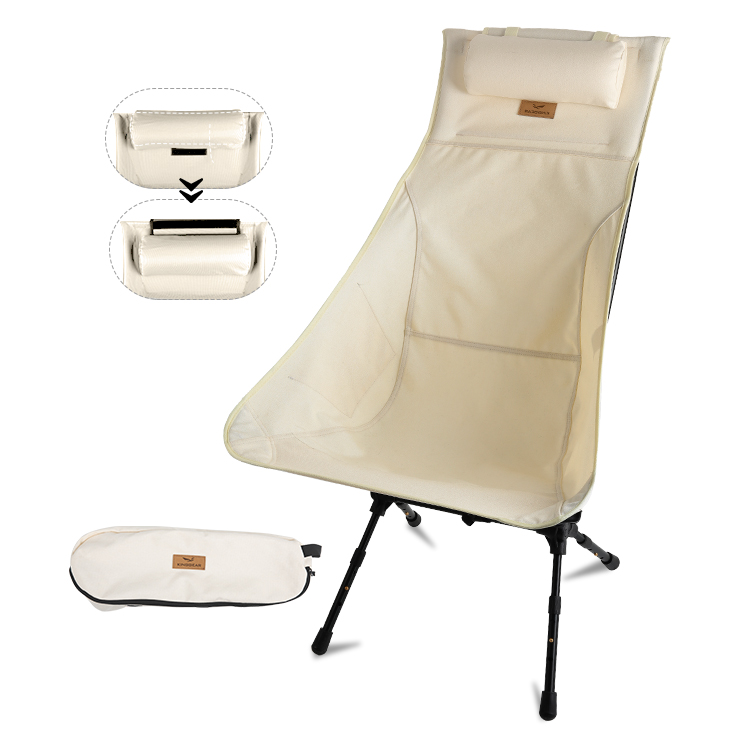 Складной уличный компактный Сверхлегкий складной стул KingGear с регулируемой высотой ног, стул для кемпинга с подушкой