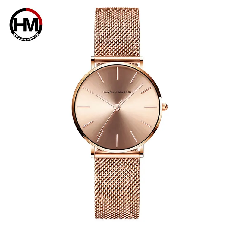 HANNAH MARTIN CC36 Minimalist design women quartz wristwatch dial analog water resistant fashion ladies steel watches