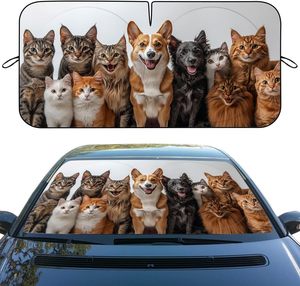 Susan Luxury Dogs Digital Printing Polyester Fiber 1pcs Foldable Universal Fit <strong>Car</strong> Windshield/Sunroof Sun Shade <strong>Heatshield</strong> - Product Image 1