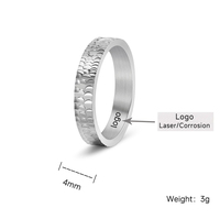 Bague en acier inoxydable 4mm Argent Or Rose Écailles de dragon et écailles de poisson Bague en acier inoxydable Bagues de doigt 703