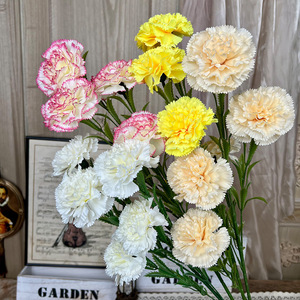 Alta calidad, 70cm, tela de seda de 5 cabezas, flores artificiales de clavel, <span class=keywords><strong>claveles</strong></span> blancos y rosas para la decoración de la boda del hogar del Día de la madre - Product Image 4