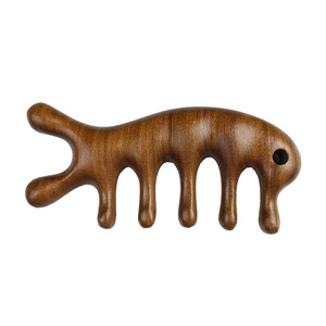 Golden Sandalwood <b>Comb</b> Fish Shape <b>Wide</b> Tooth Large Size Classic Style For Child Hair Care - Product Image 4