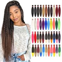 Lot de 1, 2 ou 3 extensions de tresses pré-étirées 100 % Kanekalon, style Yaki, toutes couleurs, pour cheveux afro-américains