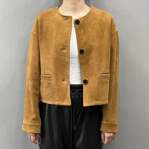 2024 Phụ Nữ Da Lộn Cắt Áo Khoác Mùa Đông Thanh Lịch Tùy Chỉnh Quan Hệ Nhân Quả Duy Nhất Ngực Da Lộn Da Áo Khoác Cho Phụ Nữ - Product Image 2