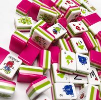 Juego de Mahjong Acrílico Rosa en Oferta, Fichas de Mahjong Americanas de Lujo para Divertirse Jugando Mahjong
