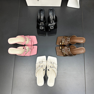 Red con cabeza roja, palabras finas, zapatillas geniales, ropa de verano para mujer, moda exterior de <span class=keywords><strong>2023</strong></span>, sandalias francesas de tacón alto - Product Image 3