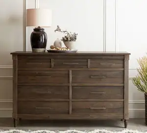 Cômoda de madeira maciça americana, armário de luxo para sala de estar, Brookdale, 9 gavetas, armário de armazenamento