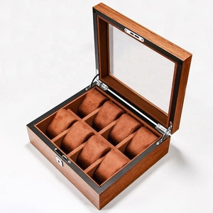 Boîte de rangement pour montres en bois classique, anti-poussière, avec couvercle transparent et coussinets doux, 5/6/8/10/12/18 compartiments - Product Image 3