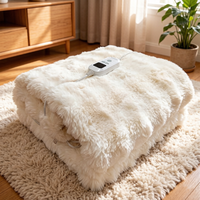 Plaid chauffant électrique en fausse fourrure douce sur mesure, chauffage rapide en fibre de carbone, 6 niveaux de chaleur, télécommande, usage domestique