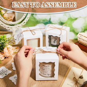 Scatola Regalo Pieghevole in Carta Kraft Bianca con Materiali Riciclati, Finestra Trasparente e Laminazione Lucida - Product Image 5