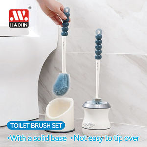 חדר אמבטיה חדר רחצה קשה חזק ניקוי לעמוד קערת הפער מברשת ערכת סט סיליקון פלסטיק מברשת שירותים עם מחזיק - Product Image 4