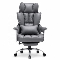 Chaise de bureau ergonomique en cuir à dossier haut avec repose-pieds, grande taille, robuste, capacité de charge de 180 kg, soulagement des douleurs dorsales, idéale pour l'école